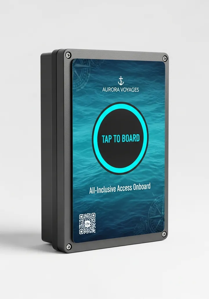 AXIS Port wrapped as an Aurora Voyages cruise line tap-to-board reader