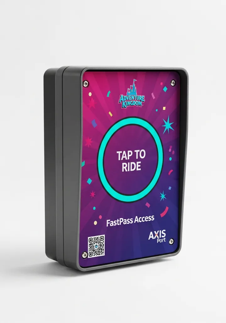 AXIS Port wrapped as an Adventure Kingdom FastPass tap reader